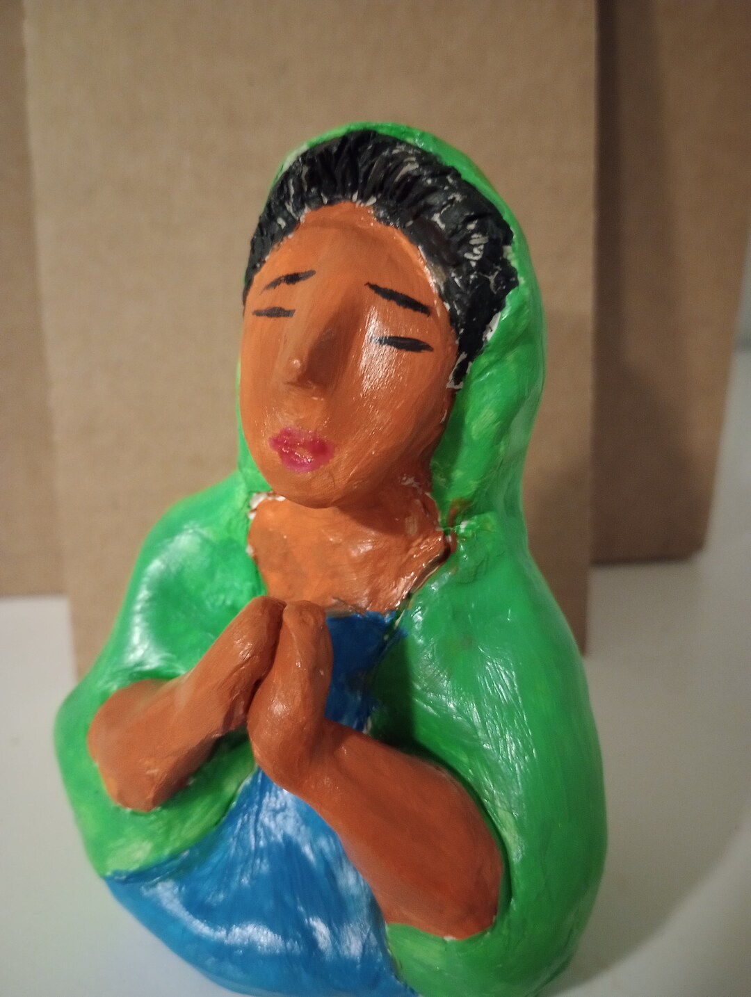 Praying Woman Clay Sculpture Etsy