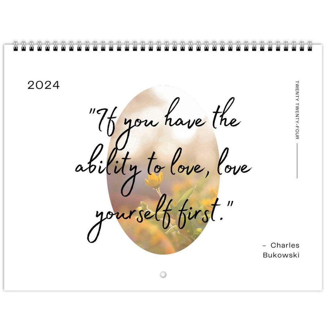 Self Love Calendar 2024, 2024 Calendar for Mental Health, Quotes