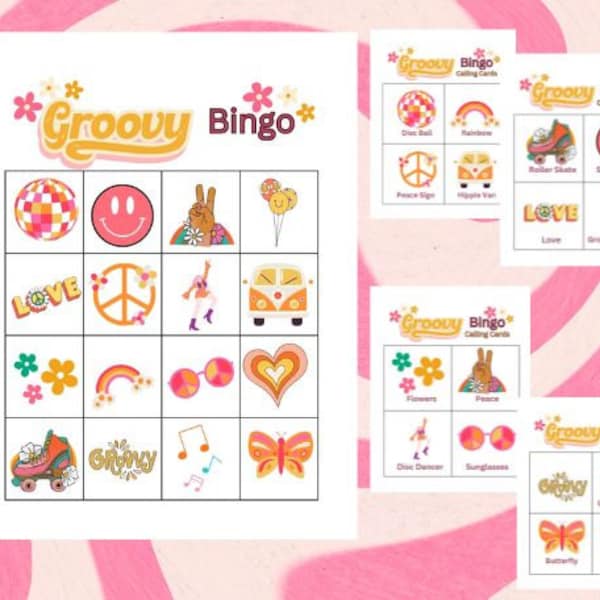 Groovy Bingo, Bingo, Family Game, Party Game, Birthday Party, Groovy