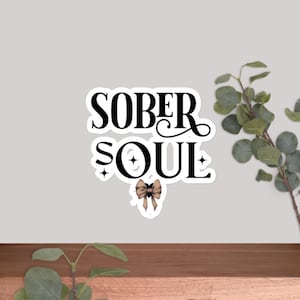 Police de Caractères Sober Soul Modern Black | Design minimaliste avec étoiles et coeur, autocollant sans bulles, cadeaux de récupération, décalcomanie artistique de sensibilisation à la sobriété