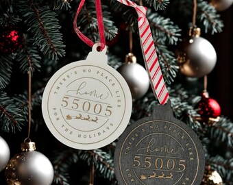 Home for the Holidays: Customized Zip Code Wooden Ornament