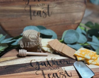 12” Round Serving Board | Charcuterie board | Gather and Feast Acacia board | Centerpiece