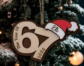 67  Ornament | Wood Ornament | Trending Slang Ornament
