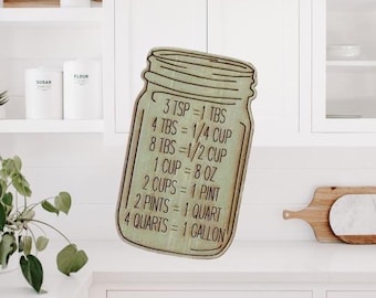 Mason Jar Measuring Conversion Magnet | 3 colors available