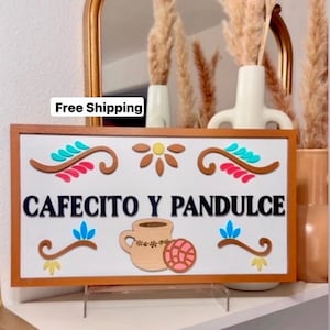 Cafecito y Pan Dulce, Spanish Signs, Housewarming gift, Olla De Barro Decor, Talavera Print, Cafecito Decor, Mexico Art, Cafecito y Chisme