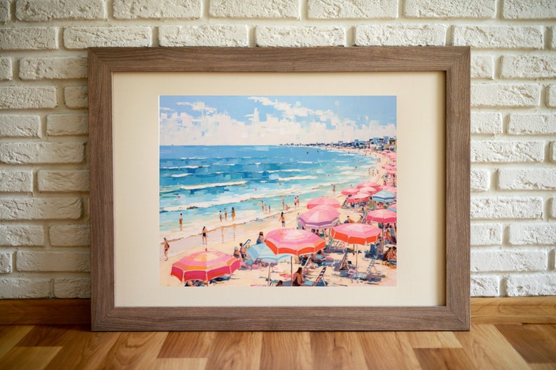 Vintage Beach Wall Art Printable Abstract Coastal Wall Decor Oil