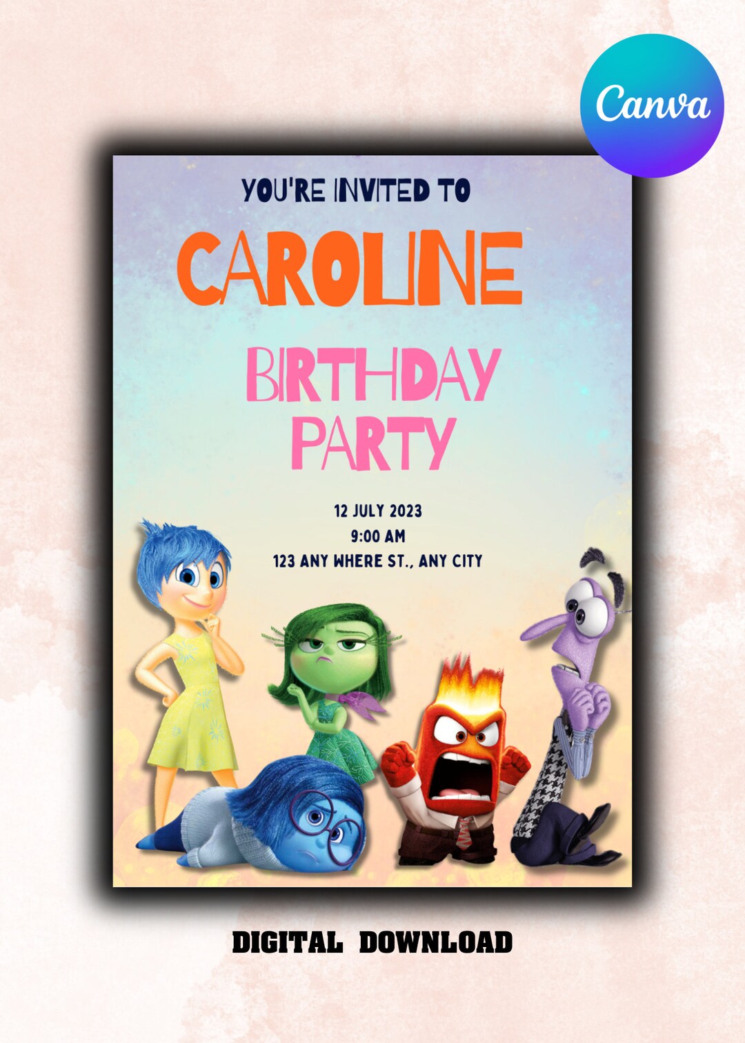 Inside Out Themed Personalized Digital Birthday Invitation Girls inside-out-themed-personalized-digital-birthday-invitation-girls