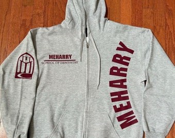 Custom College Zip Up Hoodie: Personalized University Sweatshirt, Medical School, Law School, Nursing School, HBCU, Meharry