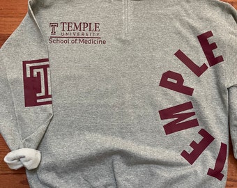 Custom Sweatshirt For Men & Women, Personalized Quarter Zip With School Name, Temple, UTSA, University, Medical School, Nursing, PA