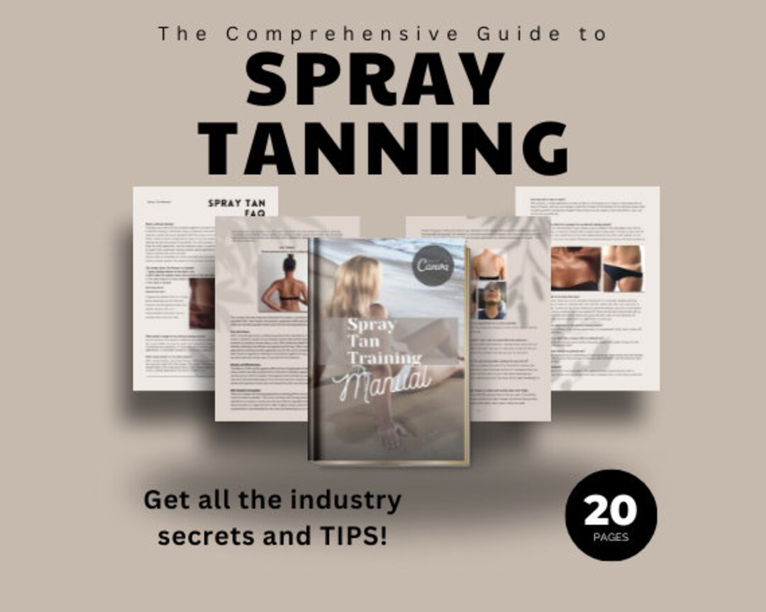 Spray Tan Canva Manual, Spraytan Ebook, Spray Tanning Guide Editable, Airbrush Tan Teachers Book