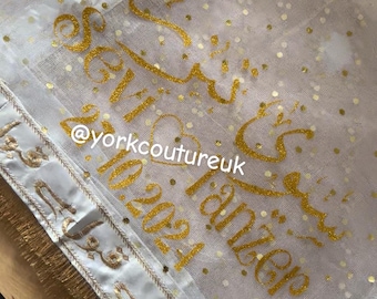 Personalised Bridal veil Qabool hai dupatta  Border Kiran Lace Bridal Dupatta for Entrance Rukhsati and Shaadi Dulhan veil Wedding