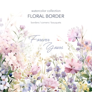 Watercolor Floral Clipart - Wild Flowers - Wedding Clipart - Floral Border Clipart - Watercolor Clipart - Wild Flowers Clipart