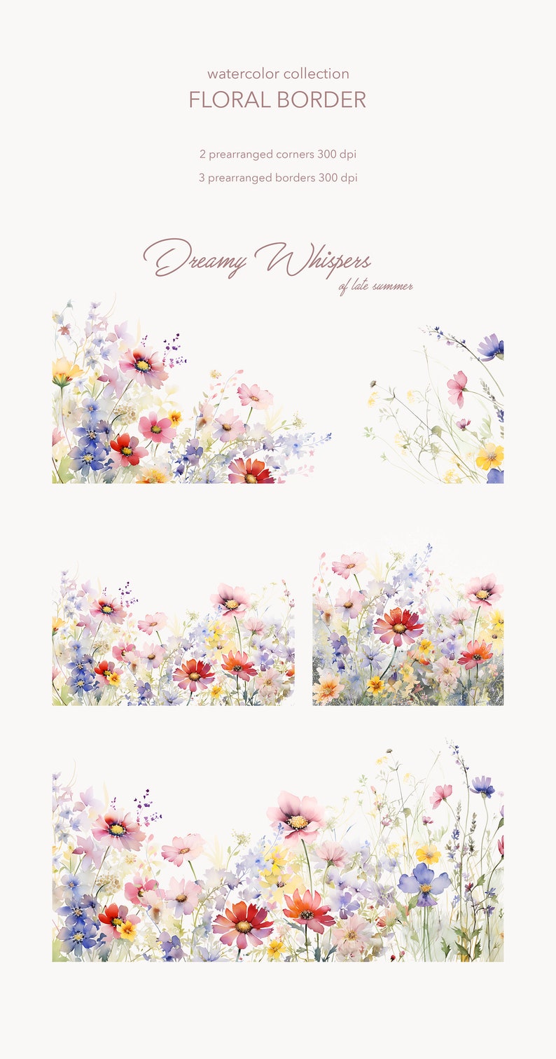 Watercolor Floral Clipart - Wild Flowers - Wedding Clipart - Floral ...
