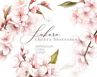 Aquarel kersenbloesems, kersenbloesem clipart, sakura clipart, bruiloft aquarel clipart, lente clipart, bloemen clipart