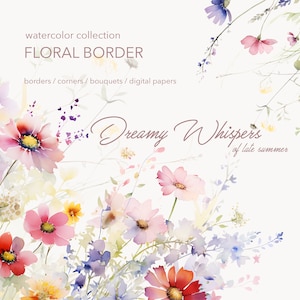 Watercolor Floral Clipart - Wild Flowers - Wedding Clipart - Floral Border Clipart - Watercolor Clipart - Wild Flowers Clipart