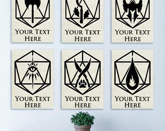 Customizable DND Class Icon Wood Print Artwork