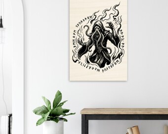 Mind Flayer Wood Print | Fantasy RPG Game Room Wall Art