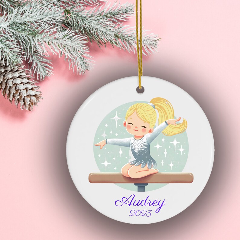 Gymnastics Ornament Personalized Girl Gymnastic Bauble Etsy