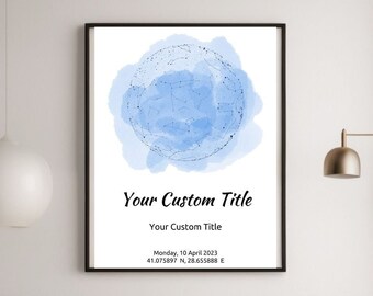 Digital Custom Star Map Print, Personalised Star Map Gift, Night Sky Print, Stars Above Map Poster, Couples Special Date, Constellation Art,