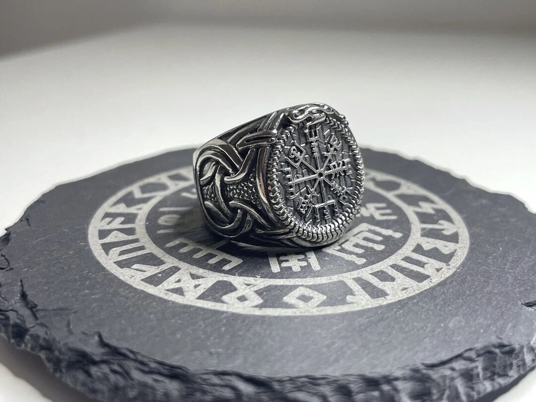 Viking Compass Ring Mens Norse Vegvisir Celtic Inspired Etsy