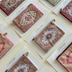 Personalized Turkish Rug Coin Purse – Boho Wedding Favor, Henna Night Gift (هدية الحناء), Bridesmaid & Party Favors