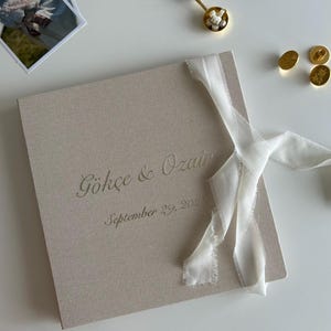 Custom Linen Photo Album, Personalized Wedding Memory Book