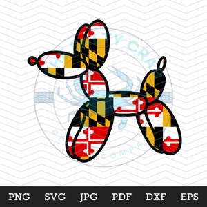 Maryland Balloon Dog SVG PNG EPS | Maryland Animal Digital Design | Cricut Glowforge | Tshirt Hat Sticker Digital Design | Instant Download
