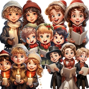 Canti natalizi per bambini, clipart, vacanze, Natale, alta risoluzione, adesivi