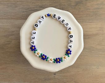 All day, Every day blue friendship bracelet, feminist friendship bracelet