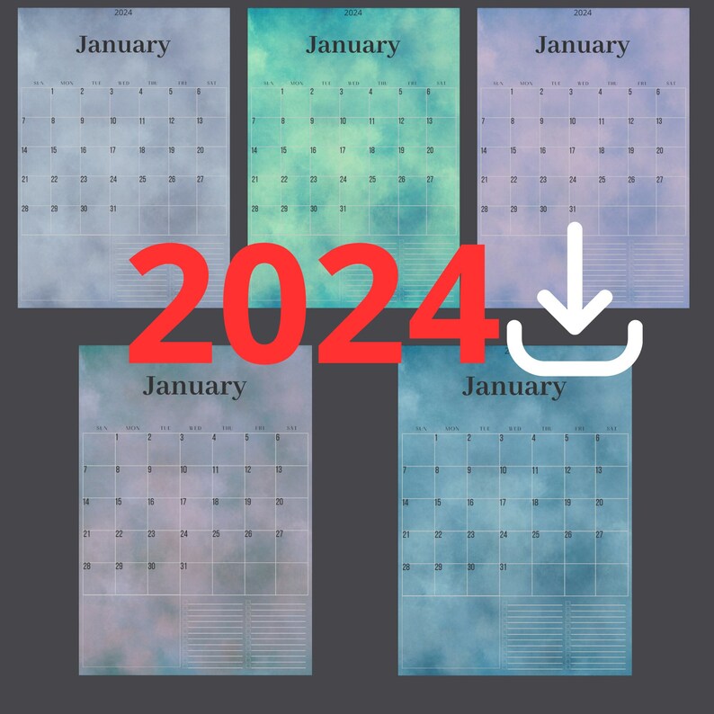 Printable Calendar 2024 Monthly Planner 2024 Minimalist Etsy