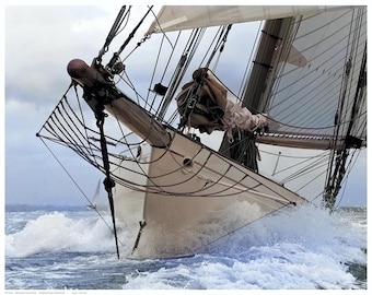 Sailboat Photo Print, Ocean Waves Art, Nautical Wall Decor