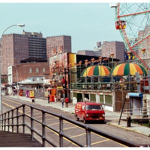 Coney Wonder Wheel 1970s Island Beach Boardwalk Photo Print Vintage Unusual Unique Picture Wall New York Old Photograph Art