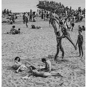 People having Fun Beach Coney Island Brooklyn Circus Photo Print Vintage Unusual Unique Picture Wall Picture New York Old Photograph Art