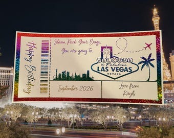 Personalised Las Vegas Vacation Keepsake Ticket Voucher, Surprise Customised Gift Card