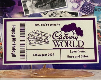 Personalised Cadbury World Keepsake Ticket Voucher, Surprise Customised Gift Card