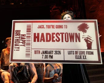 Personalised Hades Town Keepsake Ticket Voucher, Surprise Customised Gift Card, Foil Ticket, Theatre Show