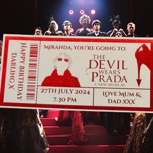 Personalised Devil Wears Prada Musical Keepsake Ticket Voucher, Surprise Customised Gift Card, Foil Ticket, Theatre Show