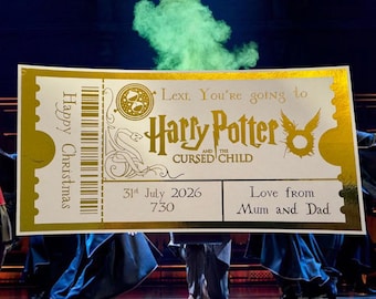 Personalised Cursed Child Keepsake Ticket Voucher, Surprise Customised Gift Card, Musical Concert, Foil Ticket