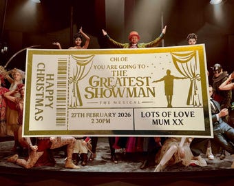 Personalised Greatest Show Keepsake Ticket Voucher, Surprise Customised Gift Card, Musical Concert, Foil Ticket