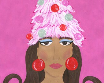 Retro Christmas Lady