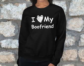 Amo la mia felpa Boofriend, camicia di Halloween della coppia, fidanzato fantasma, amo il mio ragazzo