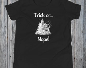 T-shirt giovanile Dolcetto o scherzetto, Halloween per bambini, camicia spettrale
