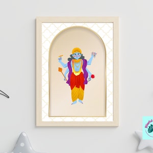 Lord Vishnu Wall Art | Lord Vishnu Printable Wall Decor | Lord Vishnu Wall Print | Indian Kids Birthday Gift | Indian Gods wall Art | Diwali