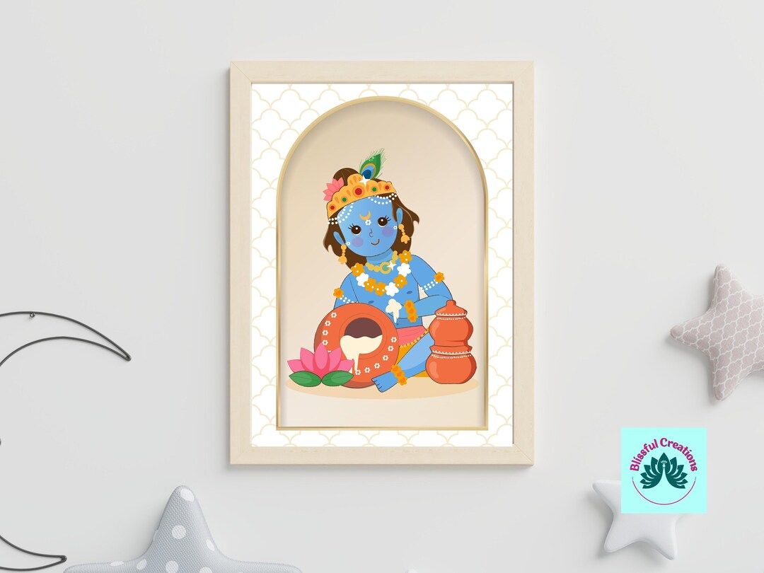 Krishna Wall Art Wall Decor Kids Room Krishna Wall Print Etsy