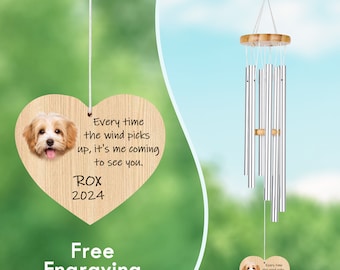 Memorial Wind Chimes-Double Side Personalized Engrave Pet Memorial Outdoor Wind Chime-Personalized Memorial Wind Chime
