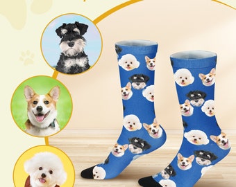 Chaussettes personnalisées avec photo pour animal de compagnieChaussettes personnaliséesChaussettes personnalisées pour animal de compagnie，Chaussettes avec image，Chaussettes personnalisées，Mettez n'importe quel visage sur les chaussettes，Chaussettes personnalisées pour chien