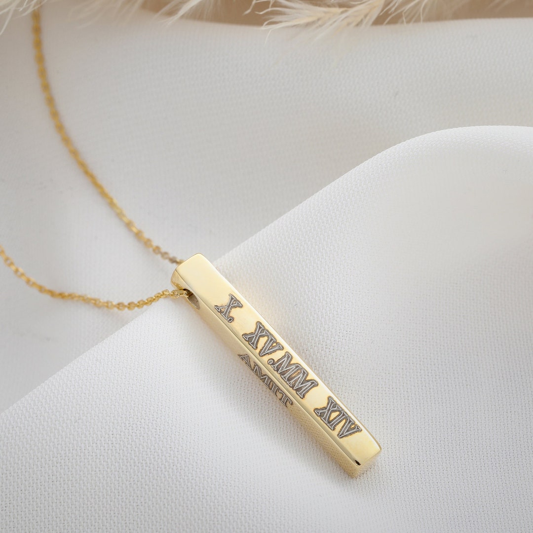 Silver Bar Necklace Personalized Bar Name Necklace Bar Etsy