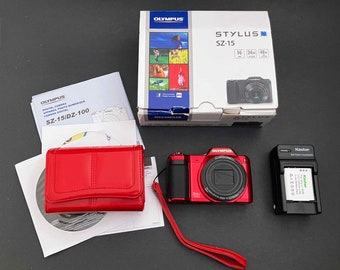 Olympus SZ-15 _ 16Mp _ 24x Wide Super Zoom _ Red with Case in Box _ Like New!