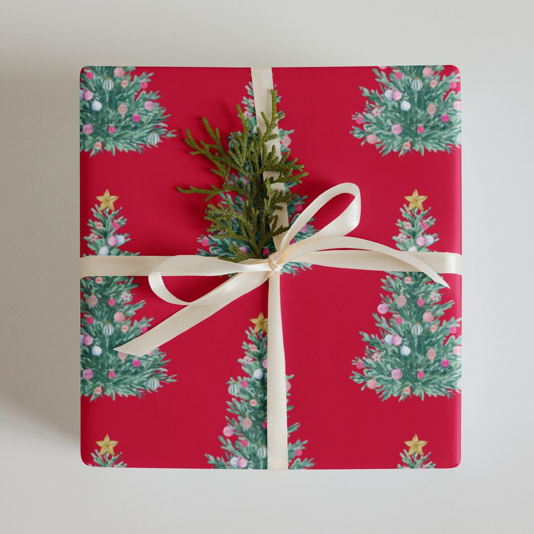 Pretty in Pink Christmas Wrapping Paper Sheets Berry Pink 3 Etsy