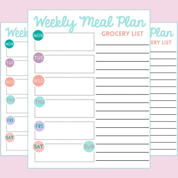 Weekly Meal Plan | Printable file, digital download | minimalist productivity and organization, meal planning, meal organization
